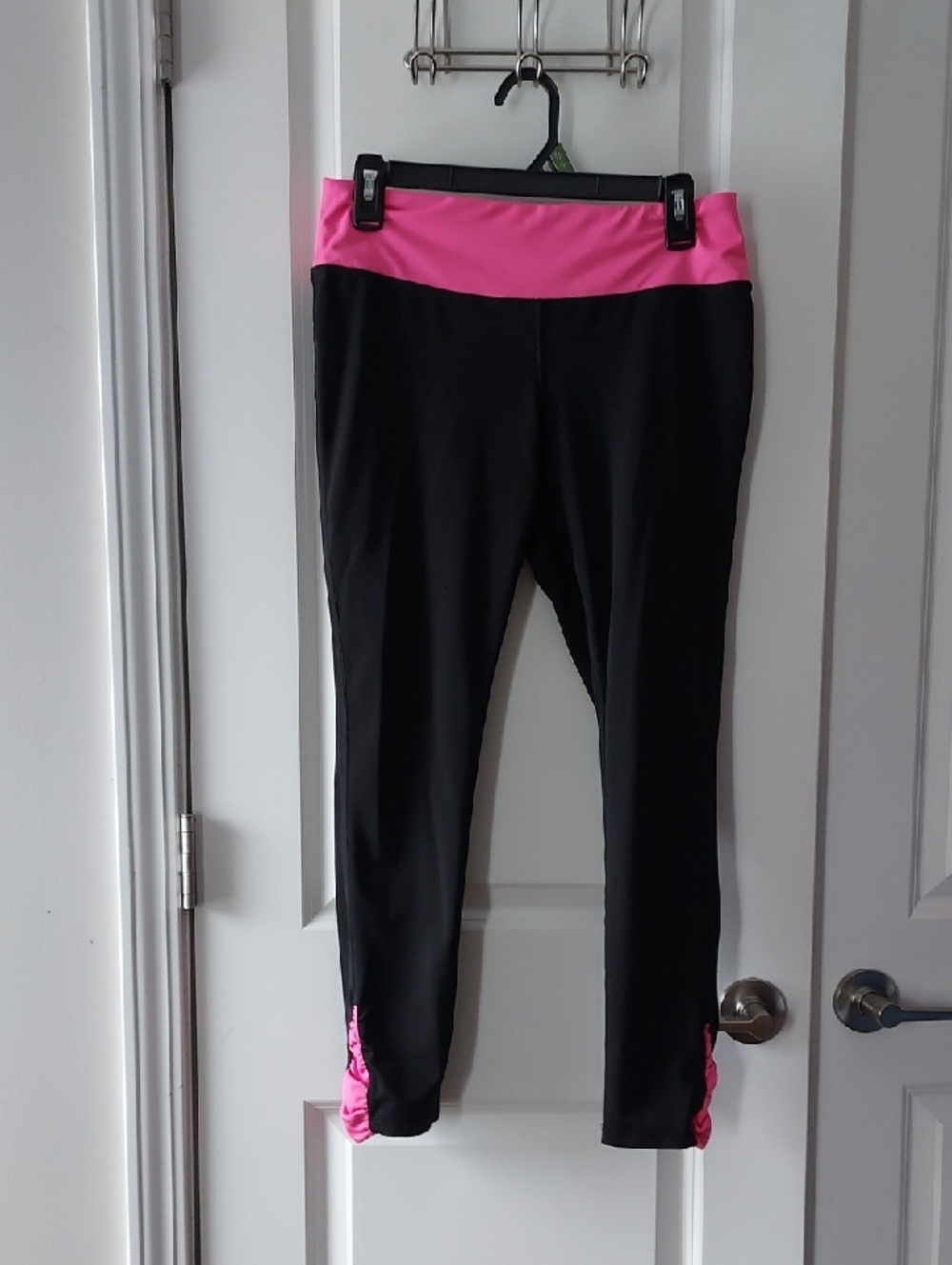 Black Leggings with Hot Pink Waistband